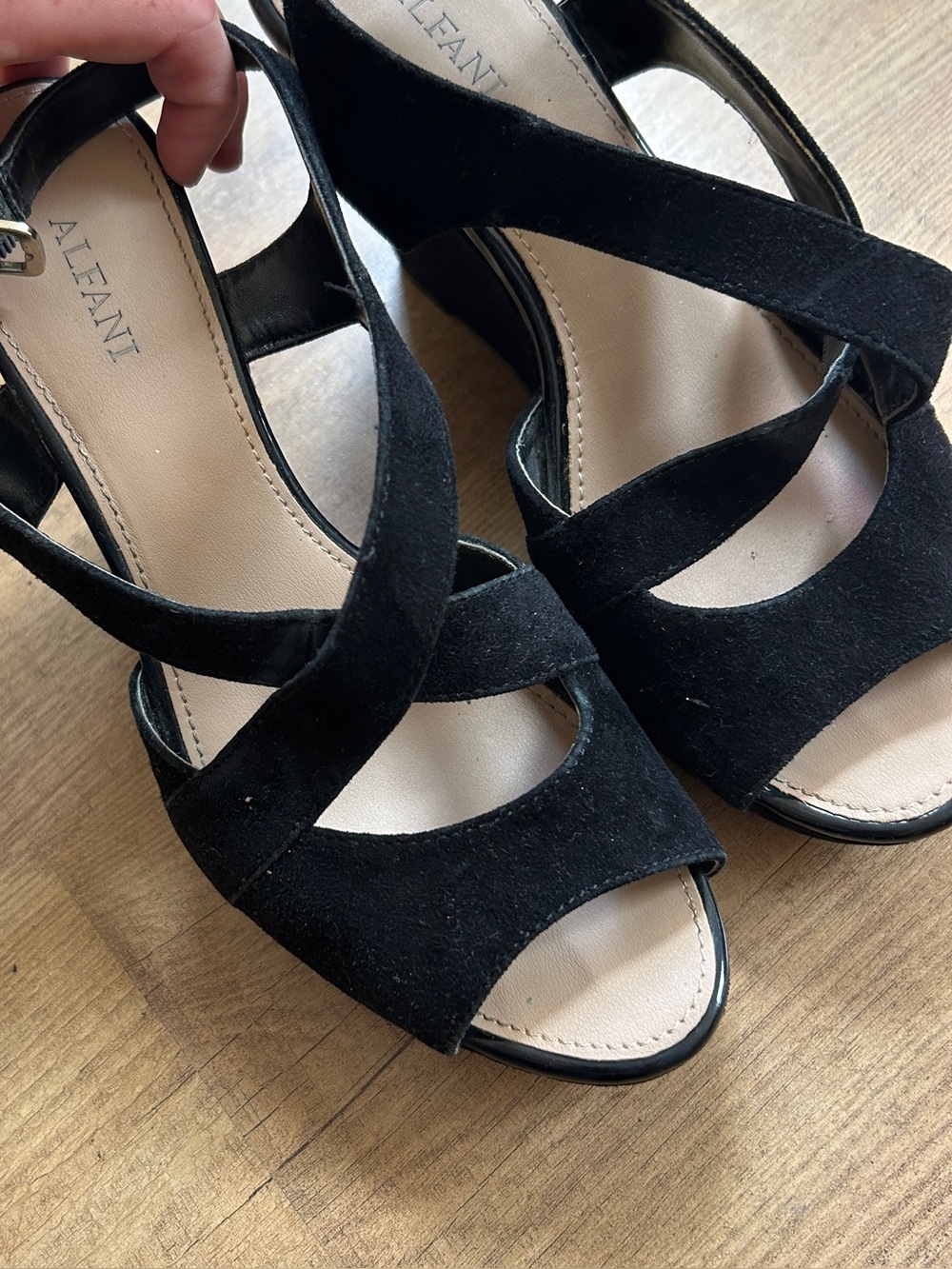 Black Suede Alfani Women's Open-Toe Heeled Sandals